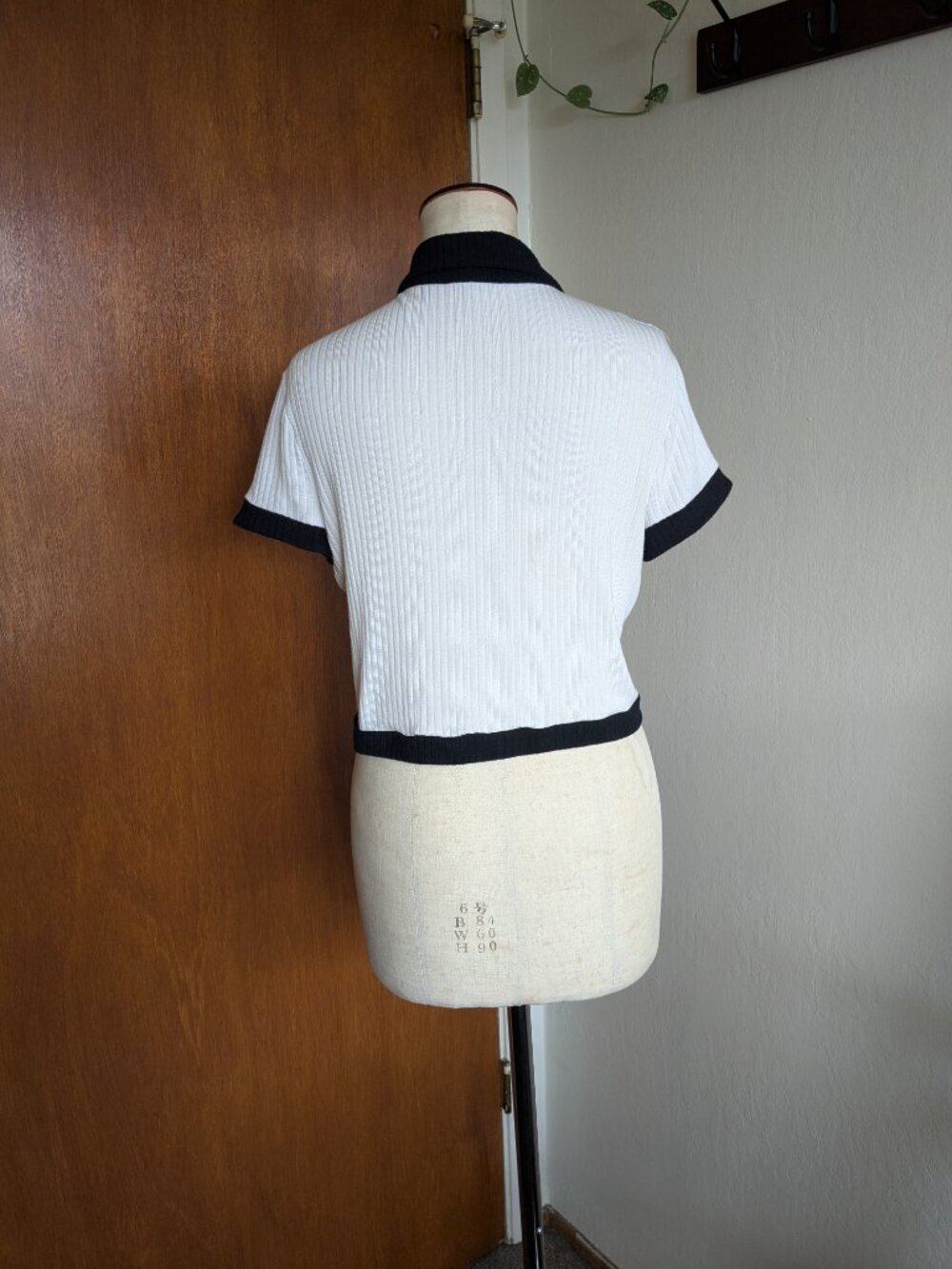 Reformation Aminara Top Black White Button Shirt Crop Short Sleeves Size Large - Picture 3 of 7